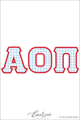 AOPI Red and Blue Gingham Greek Letters Tee