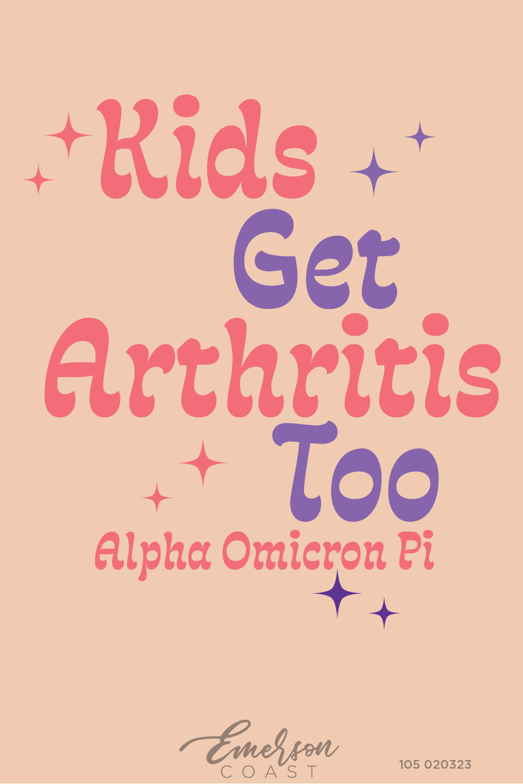 Alpha Omicron Pi Kids Get Arthritis Too Peach Tshirt