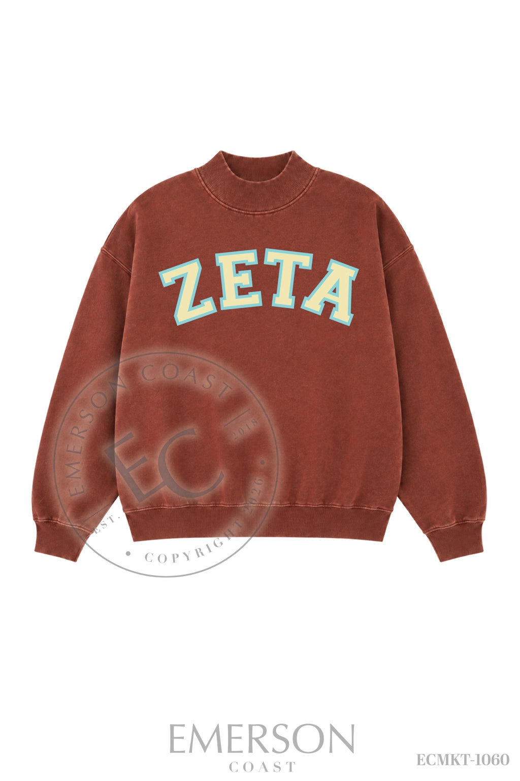 Zeta Tau Alpha Dark Maroon Mockneck