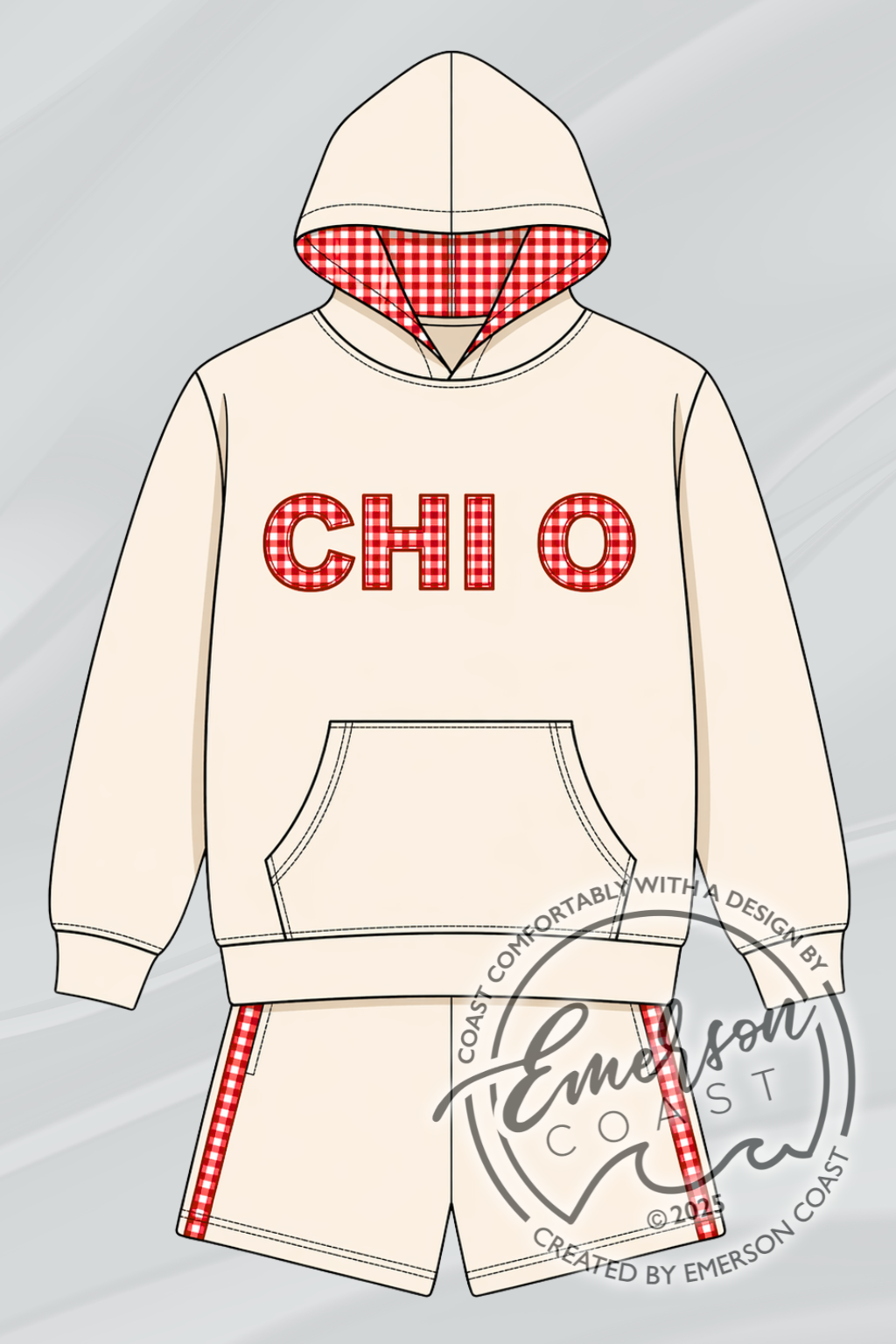 Chi Omega Gingham Hoodie Set