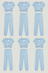 Blue Sorority Crossover Short Sleeve Top & Jogger Set