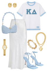 Blue Sparkly Kappa Delta Bid Day Greek Letter Jersey