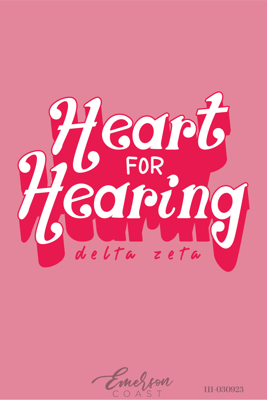 Delta Zeta Heart For Hearing Pink Philanthropy T-Shirt