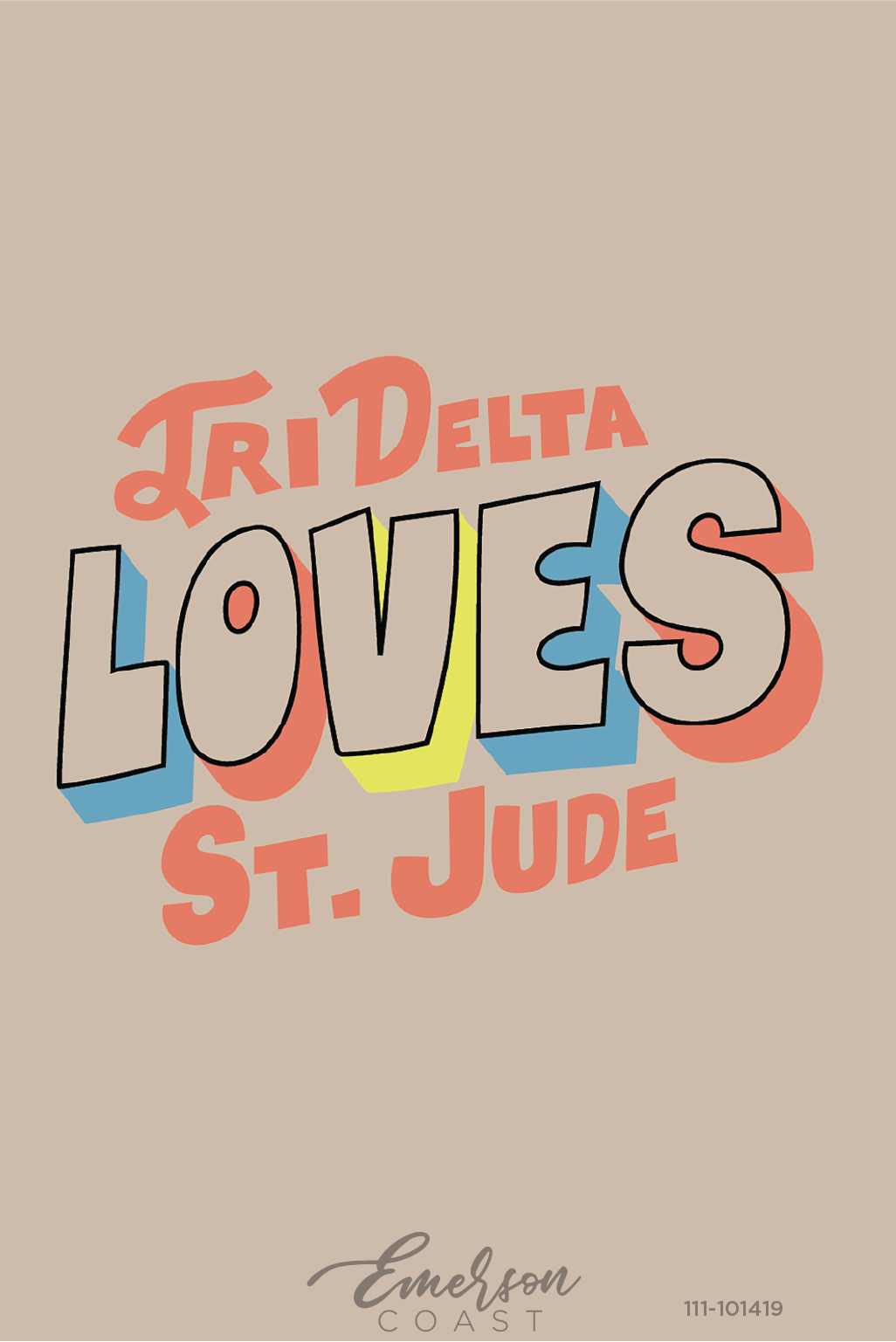 Delta Delta Delta Loves St. Jude Tan Tshirt