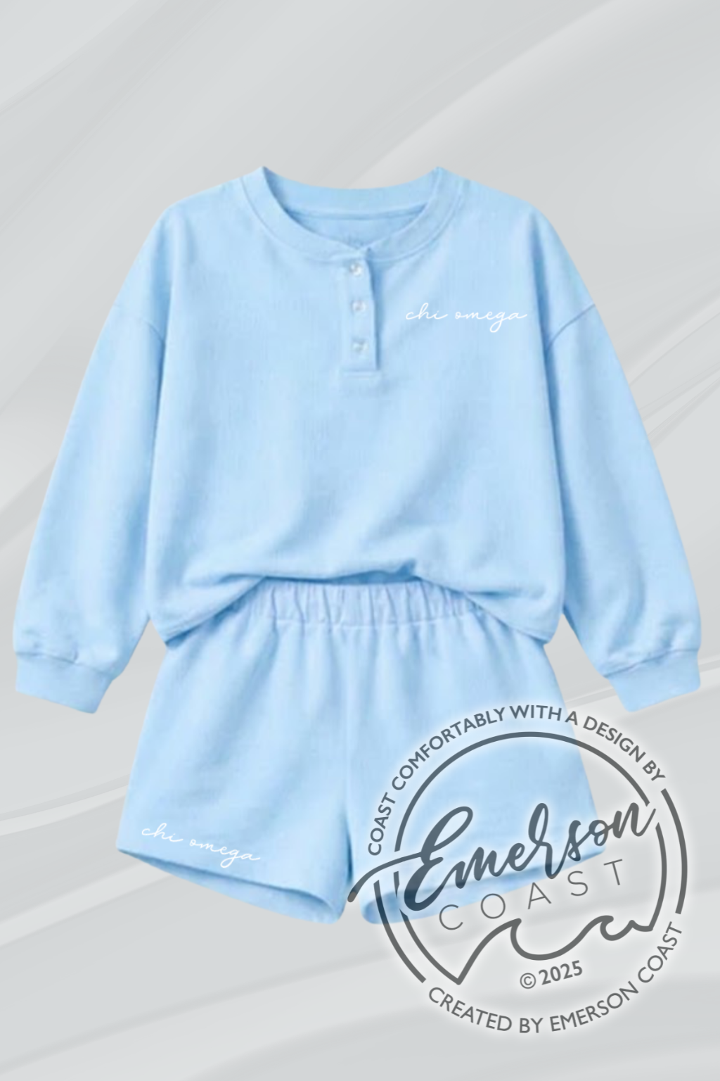 Chi Omega Light Blue Boardwalk Set
