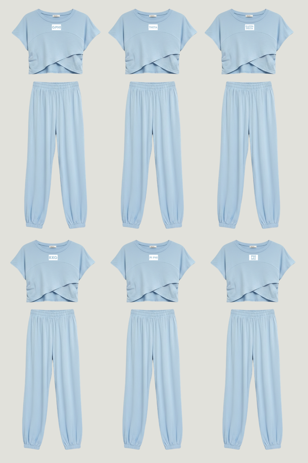 Blue Sorority Crossover Short Sleeve Top & Jogger Set