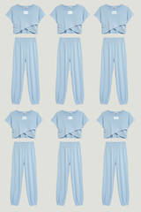 Blue Sorority Crossover Short Sleeve Top & Jogger Set