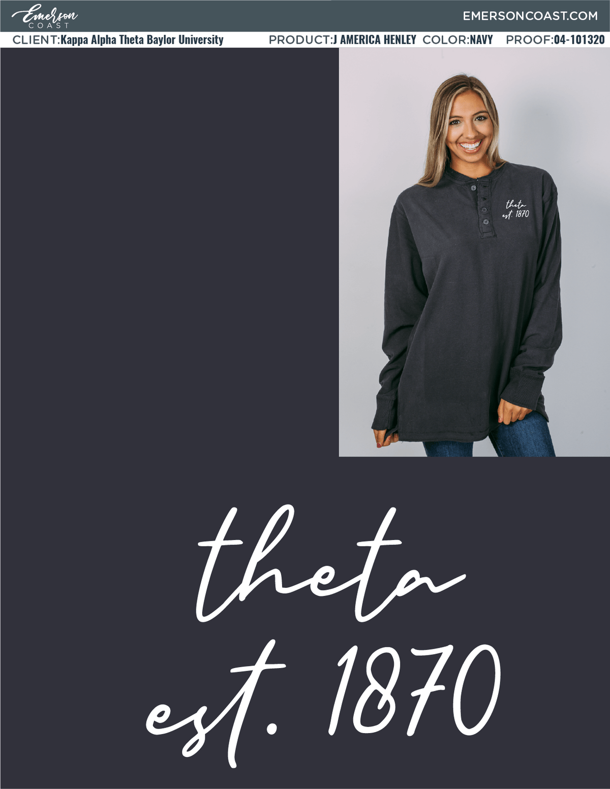 04-101320 Kappa Alpha Theta Baylor University Embroidered 2020-01