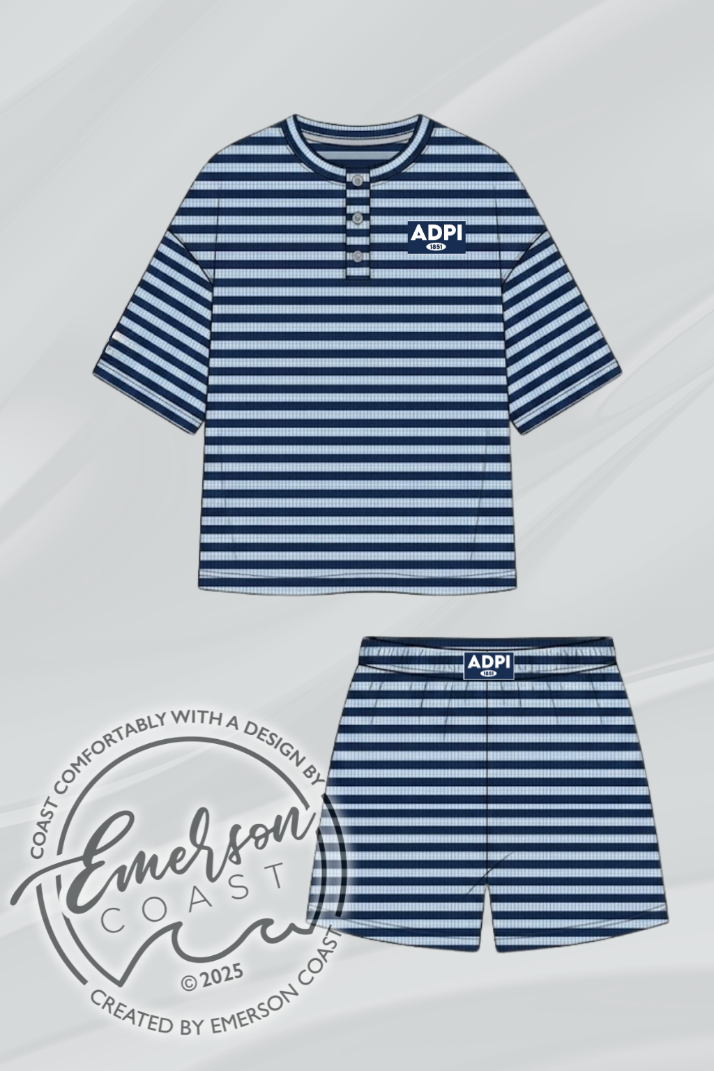 Alpha Delta Pi Navy Striped Henley Set
