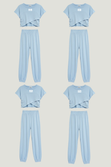 Blue Sorority Crossover Short Sleeve Top & Jogger Set