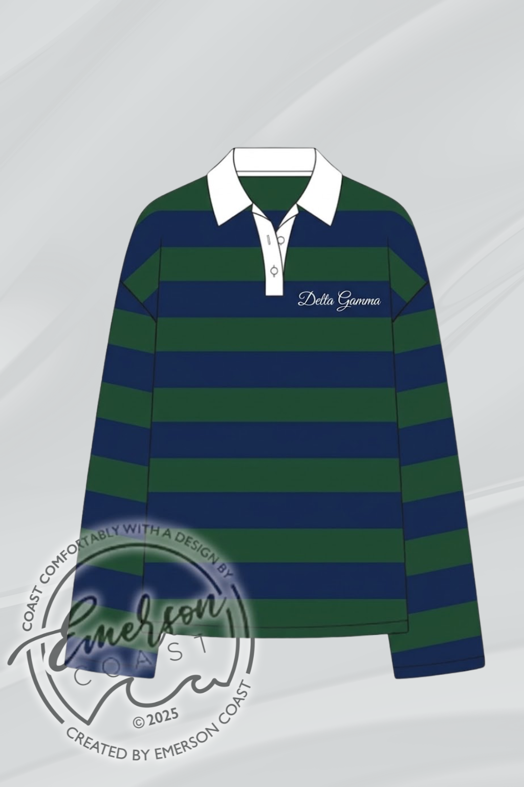 Delta Gamma Blue and Green Striped Long Sleeve Henley