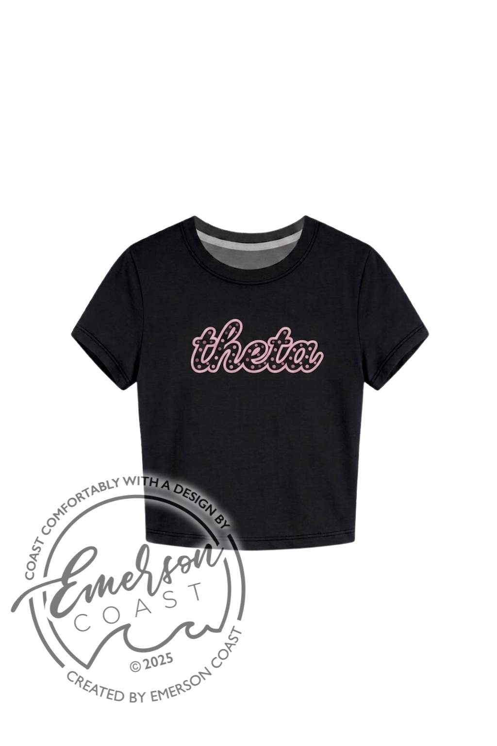 Theta Pink and Black Recruitment Baby Tee