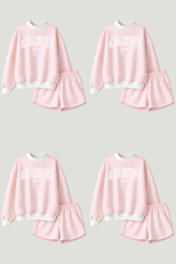 Emerson Coast Light Pink Striped Mock Neck and Shorts Set