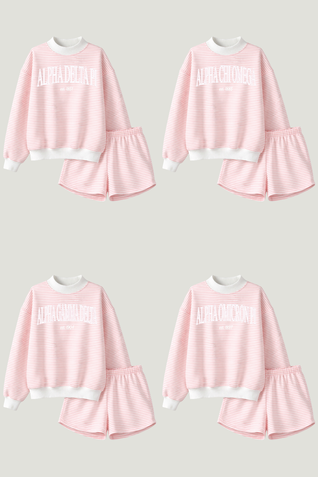 Emerson Coast Light Pink Striped Mock Neck and Shorts Set
