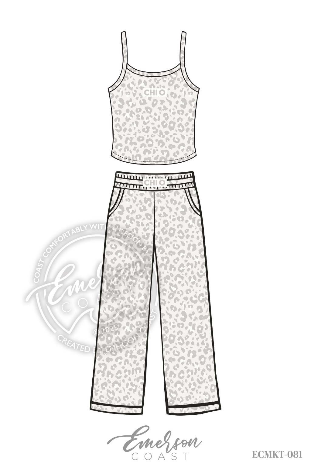Chi Omega Leopard Print Tank/Pants Set