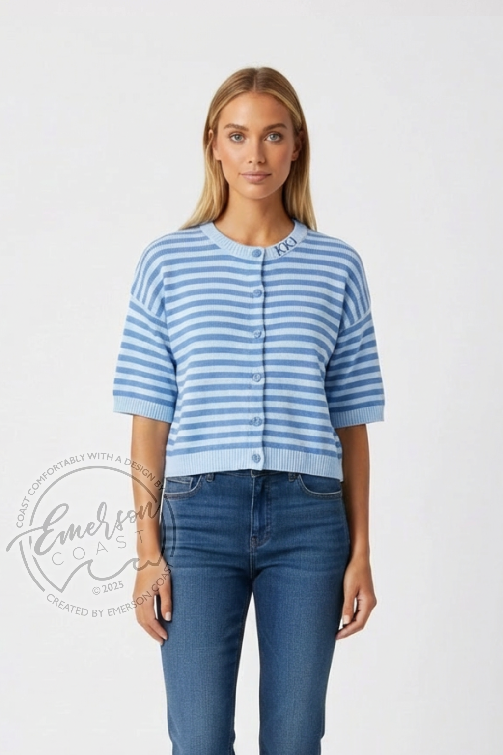 Emerson Coast Exclusive Striped Short Sleeve Cardigan