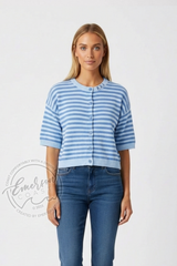 Emerson Coast Exclusive Striped Short Sleeve Cardigan
