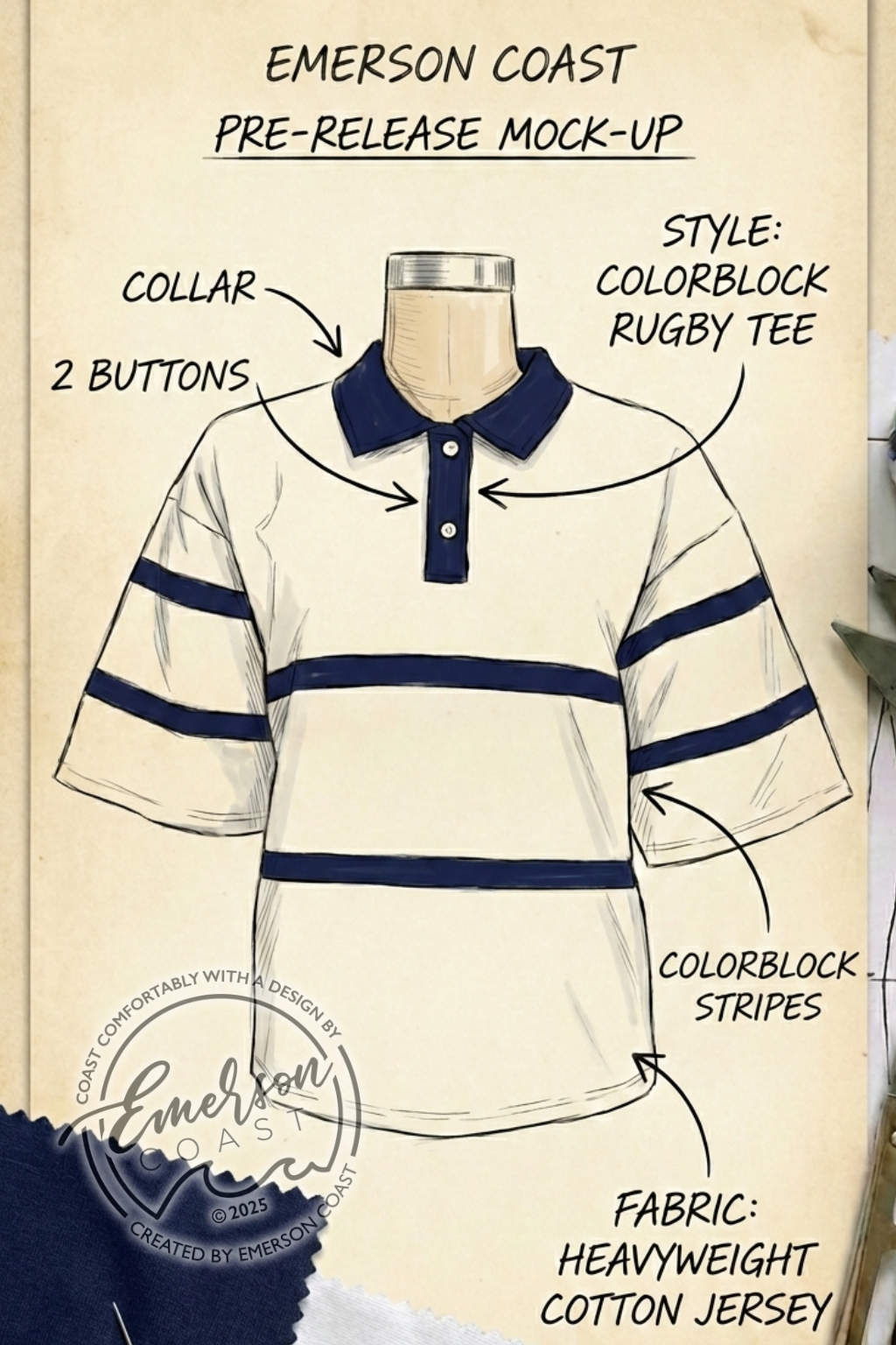 Emerson Coast Colorblock Rugby Tee