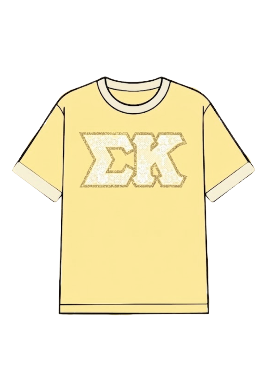Sigma Kappa Yellow Lace and Sparkly Greek Letter Jersey