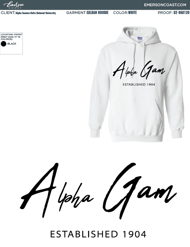02-060120 Alpha Gamma Delta Belmont University White Hoodies 2020-01