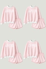 Emerson Coast Light Pink Striped Mock Neck and Shorts Set