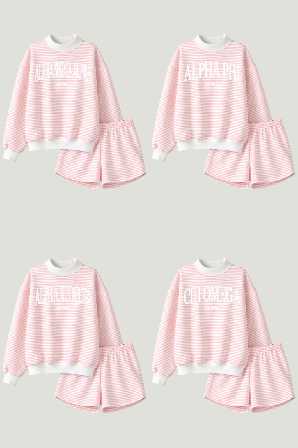 Emerson Coast Light Pink Striped Mock Neck and Shorts Set
