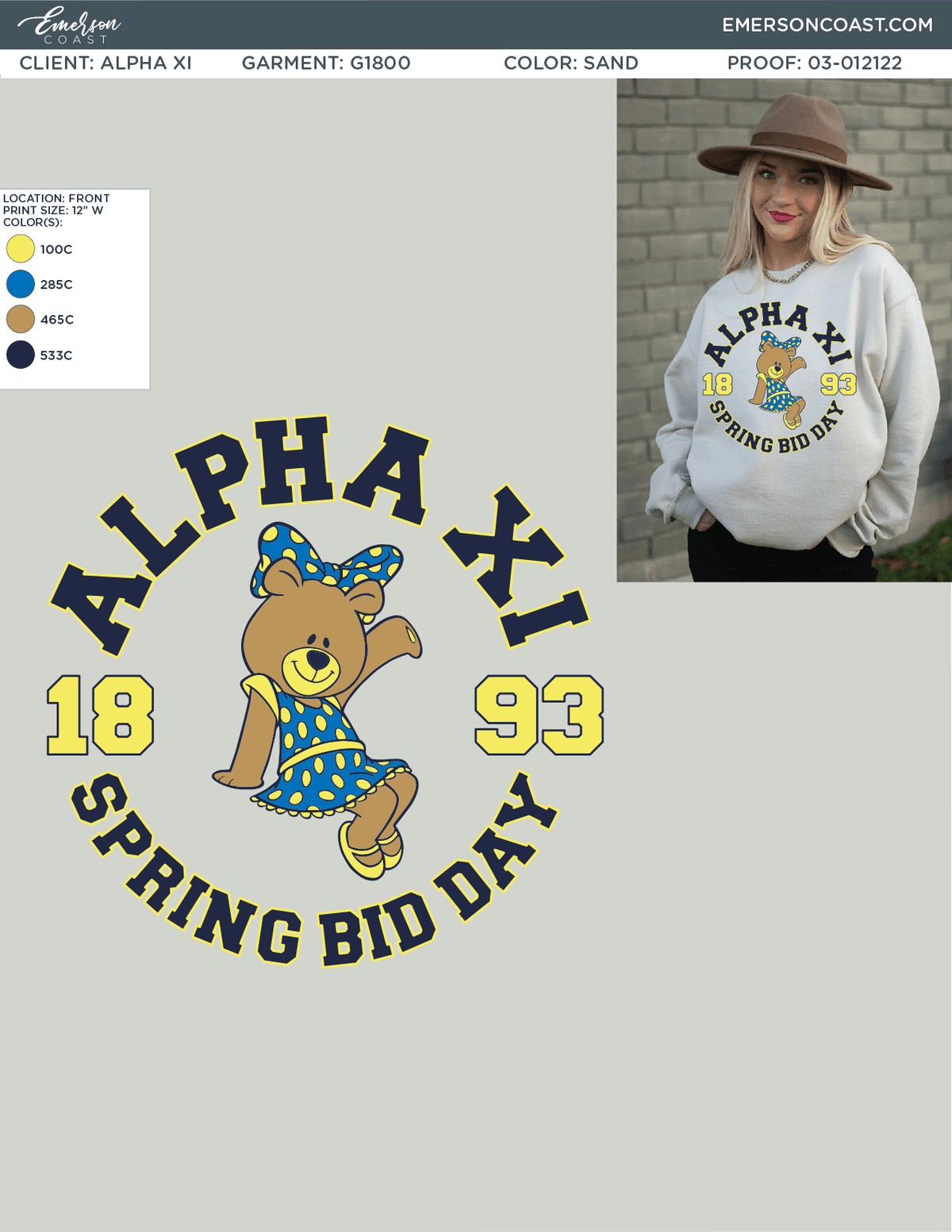 03-012122 Alpha Xi Delta University of Alabama at Birmingham Crewneck 2022
