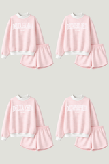 Emerson Coast Light Pink Striped Mock Neck and Shorts Set