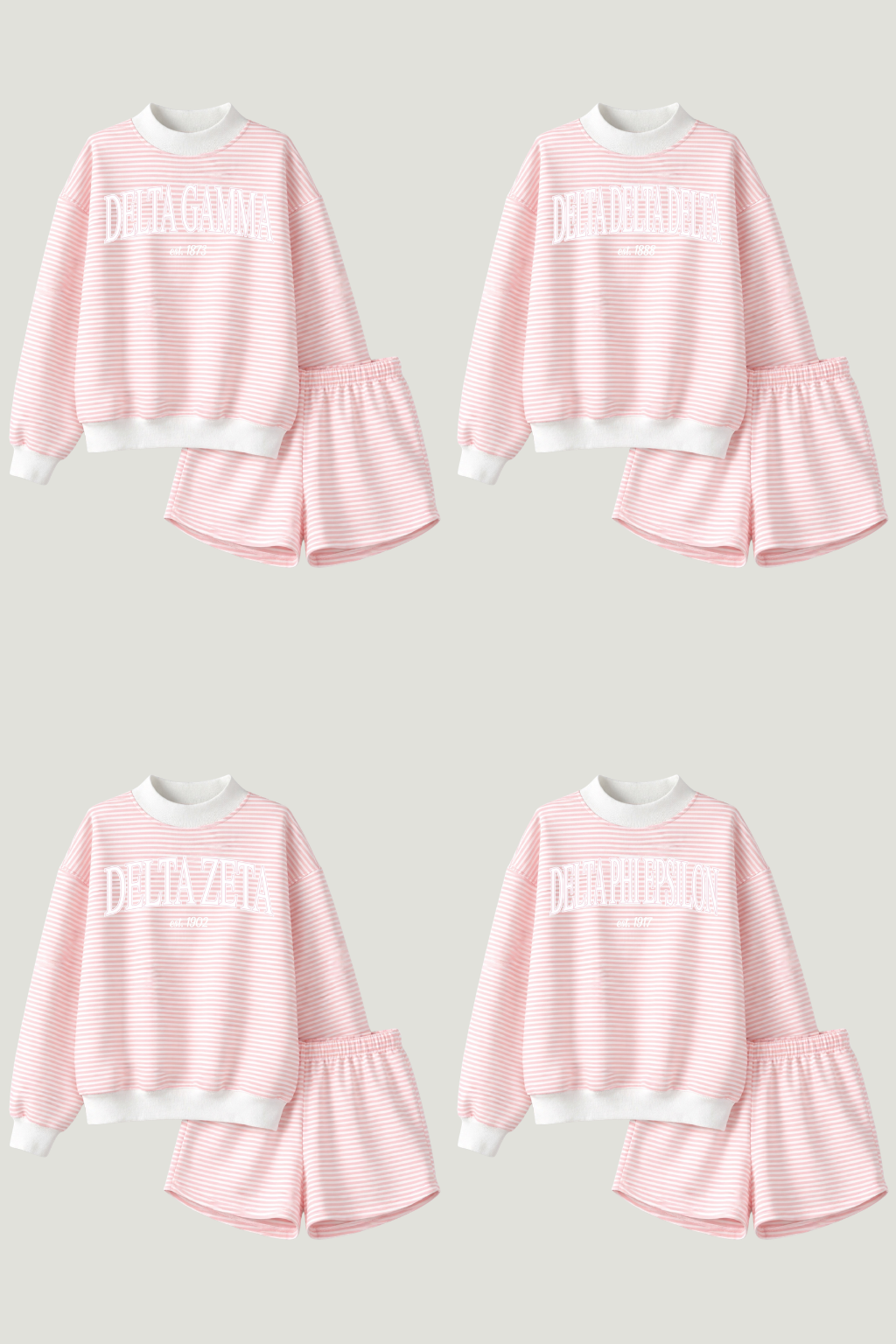 Emerson Coast Light Pink Striped Mock Neck and Shorts Set