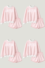 Emerson Coast Light Pink Striped Mock Neck and Shorts Set