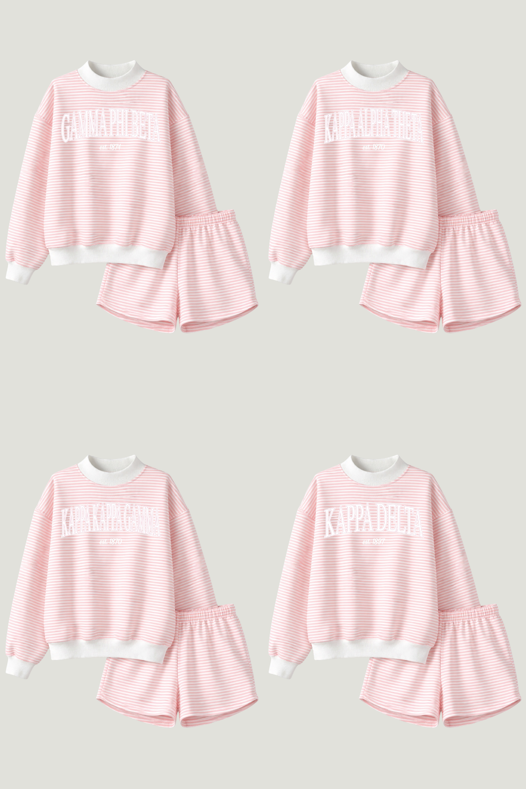 Emerson Coast Light Pink Striped Mock Neck and Shorts Set