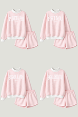 Emerson Coast Light Pink Striped Mock Neck and Shorts Set