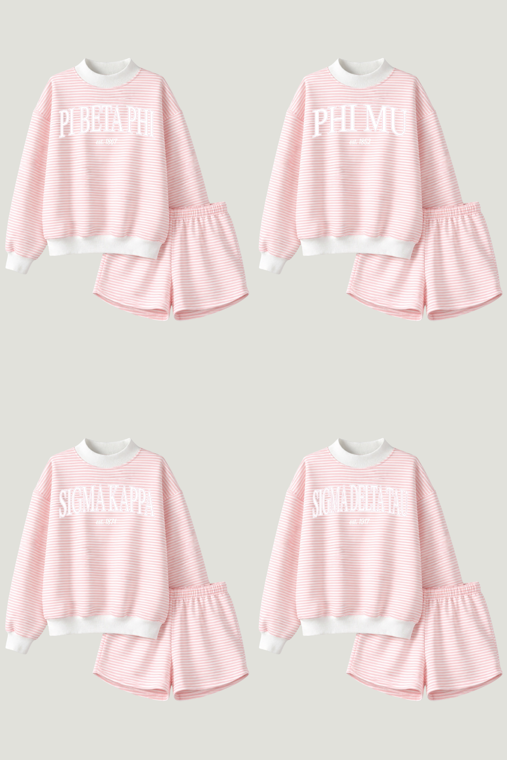 Emerson Coast Light Pink Striped Mock Neck and Shorts Set