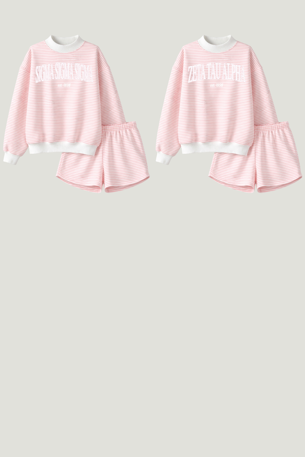 Emerson Coast Light Pink Striped Mock Neck and Shorts Set