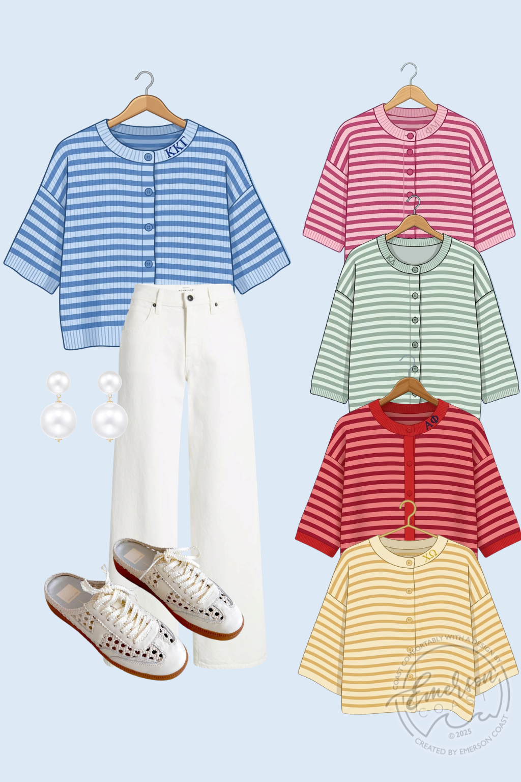 Emerson Coast Exclusive Striped Short Sleeve Cardigan