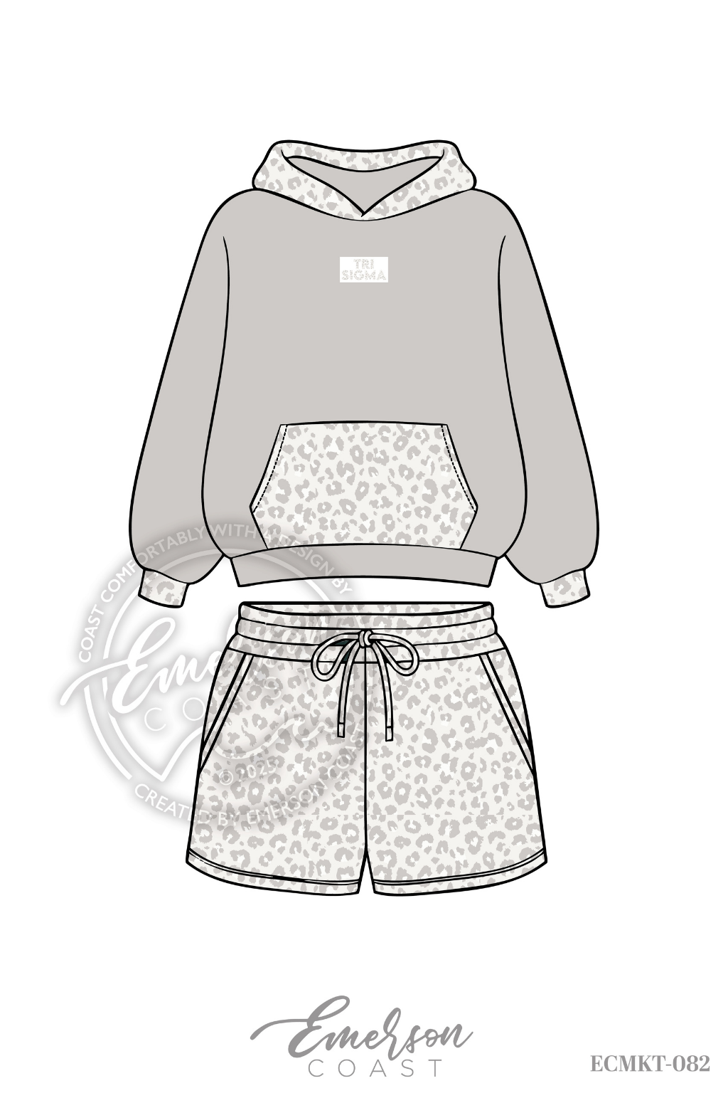 Tri Sigma Leopard Print Hoodie/Shorts Set
