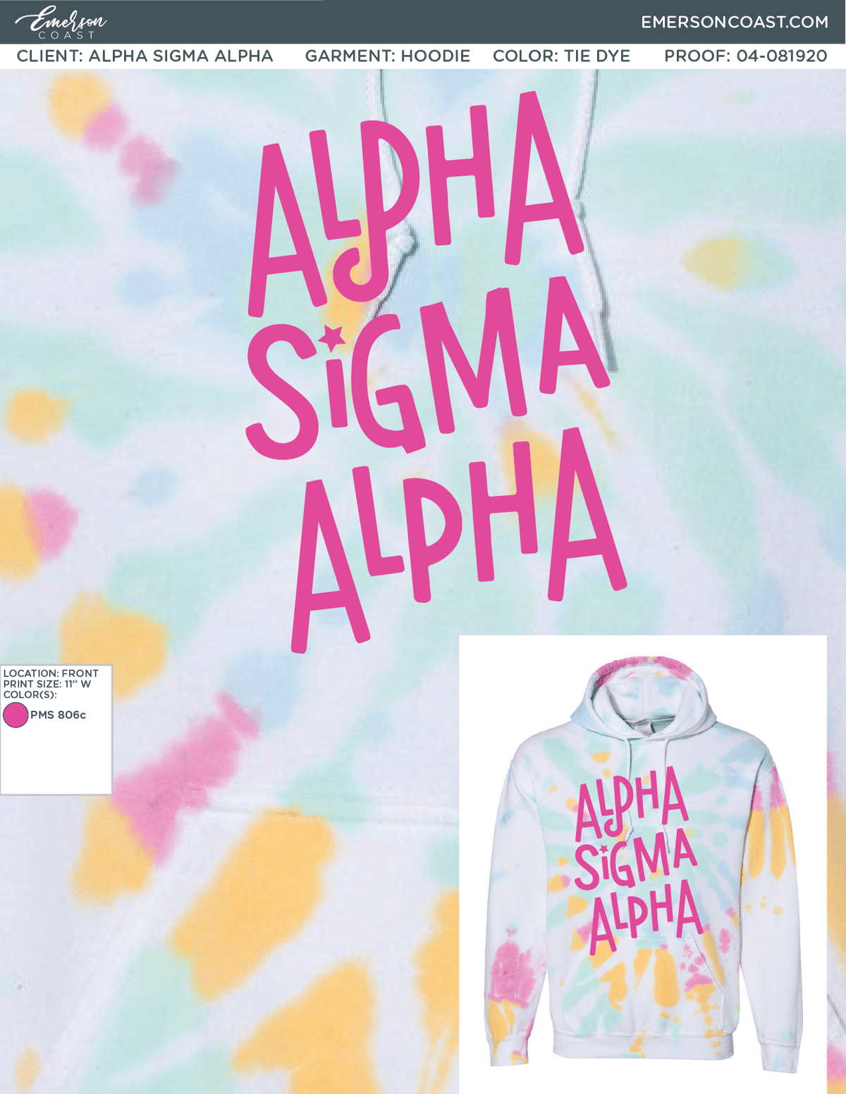 04-081920 Alpha Sigma Alpha Missouri State University Tie dye hoodie 2020