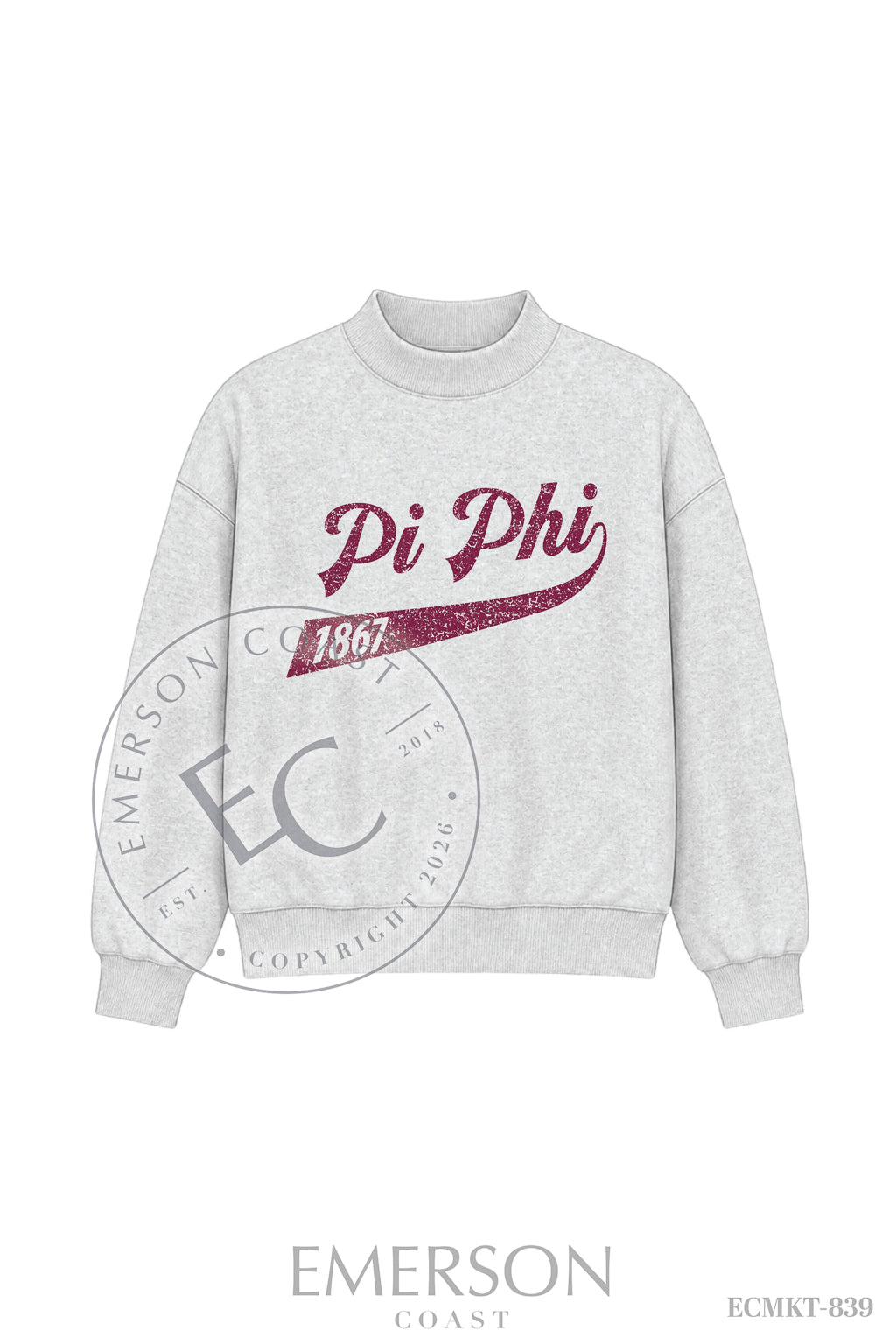 Pi Phi Gray Reversible Mockneck