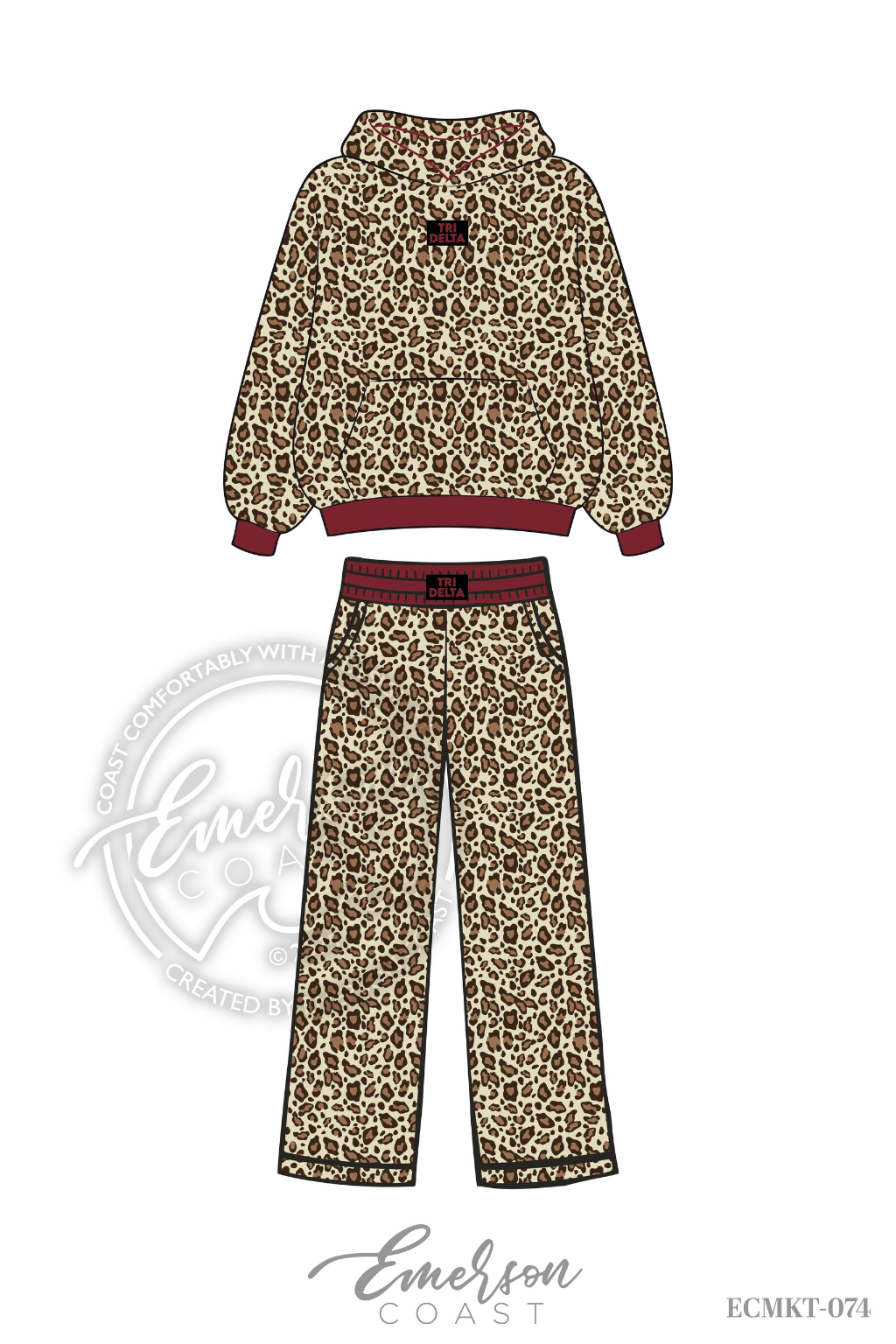 Tri Delta Cheetah Print Hoodie/Pants Set