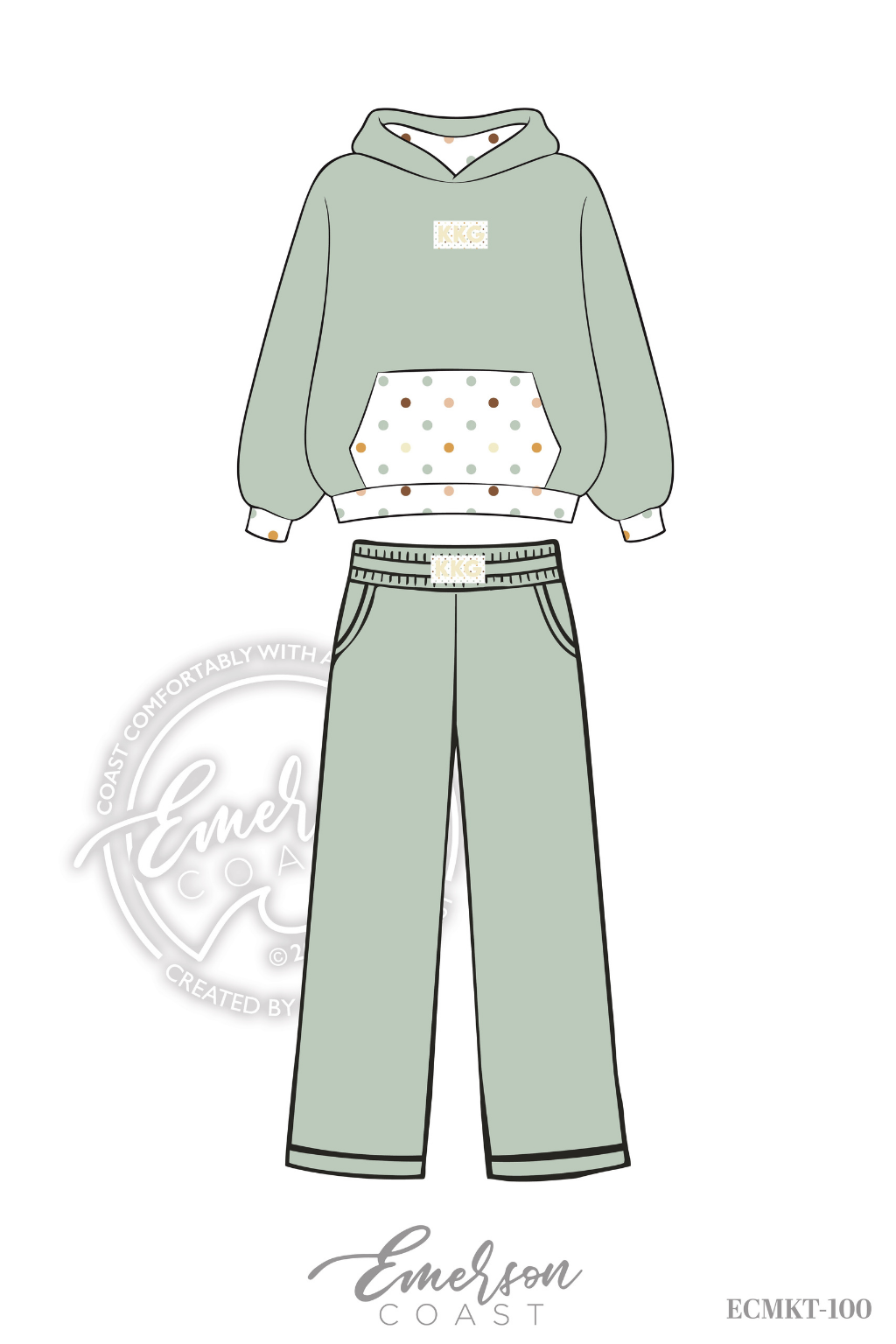 Kappa Kappa Gamma Pastel Polka Dot Print Hoodie/Pants Set