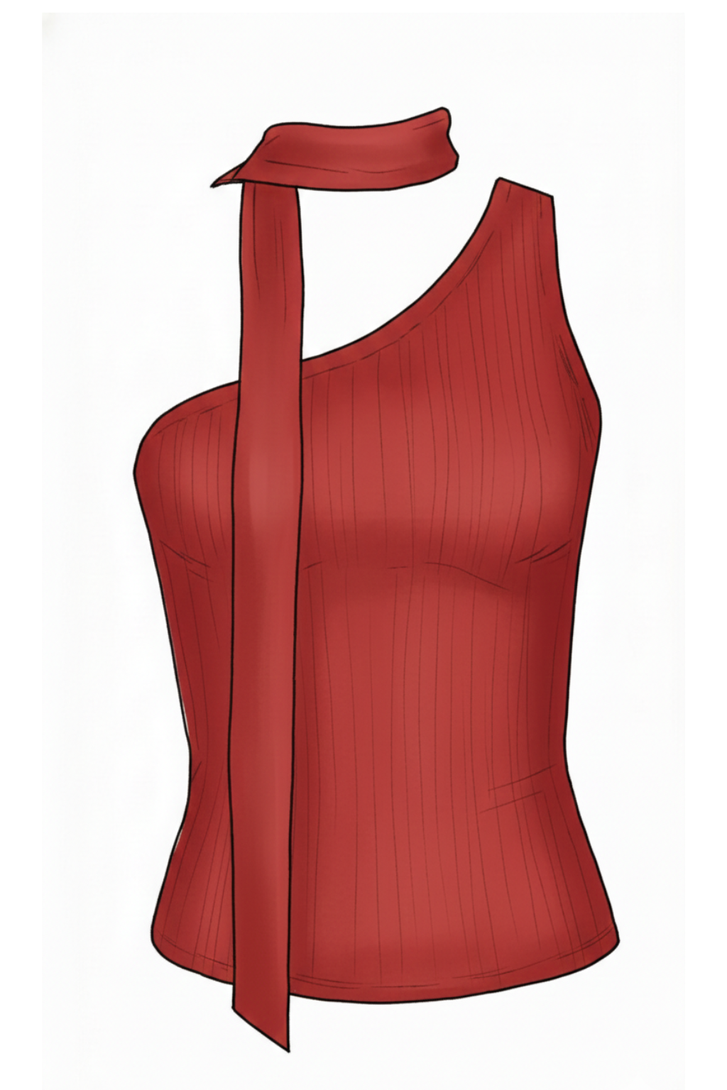 Emerson Coast One Shoulder Neck Scarf Tank