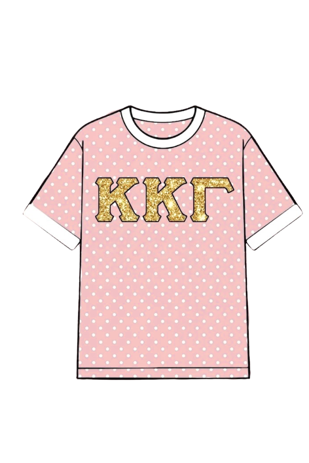 Kappa Kappa Gamma Gold Glitter Polka Dot Greek Letter Jersey