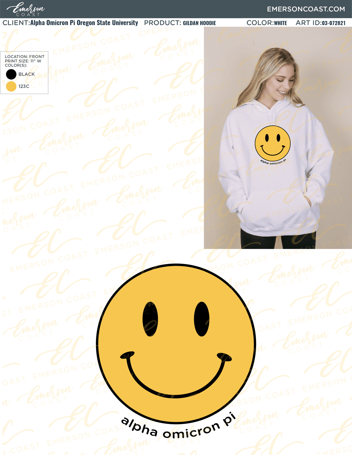 03-072821 Alpha Omicron Pi Oregon State University Smiley Hoodie 2021-01