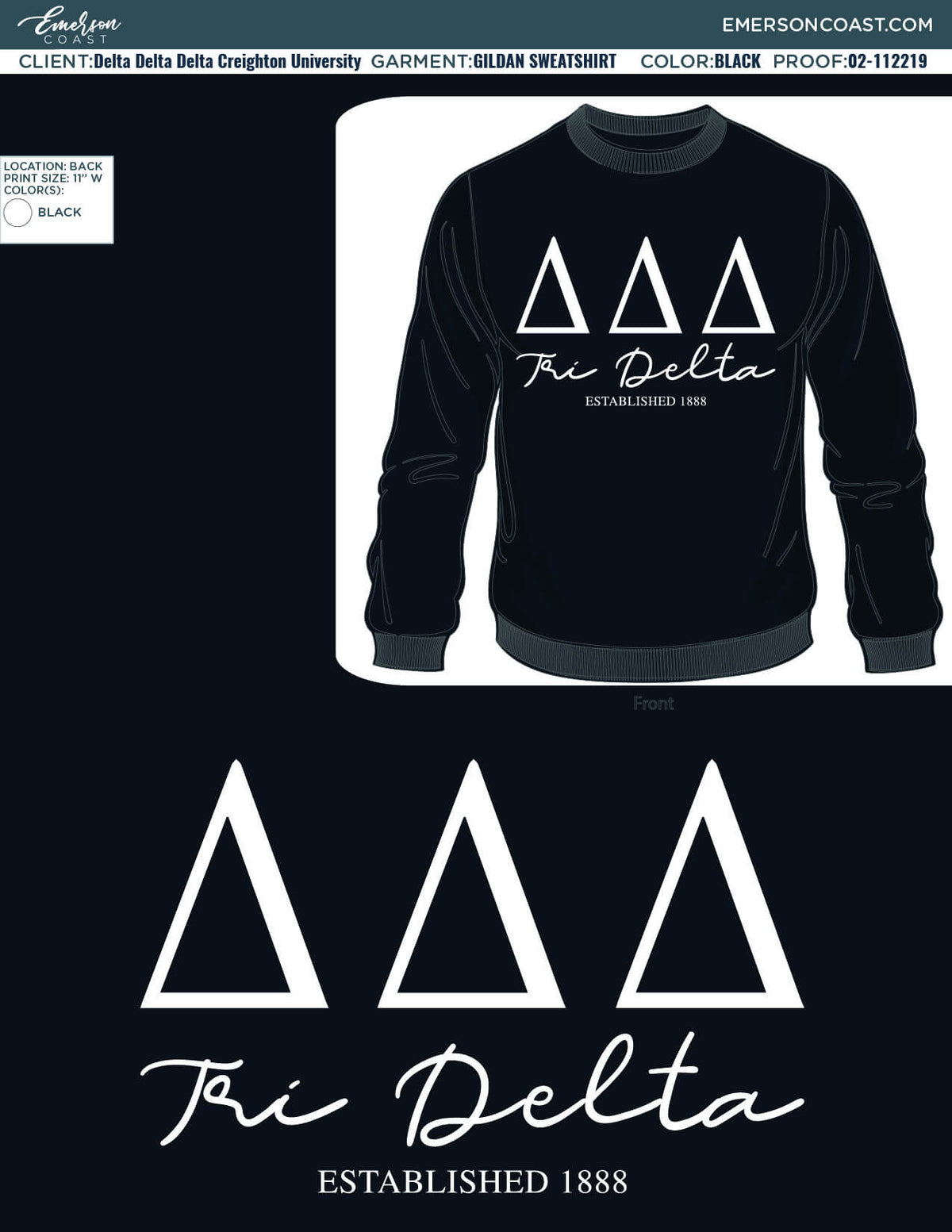 02-112219 Delta Delta Delta Creighton University Classic Sweatshirt 2019-01