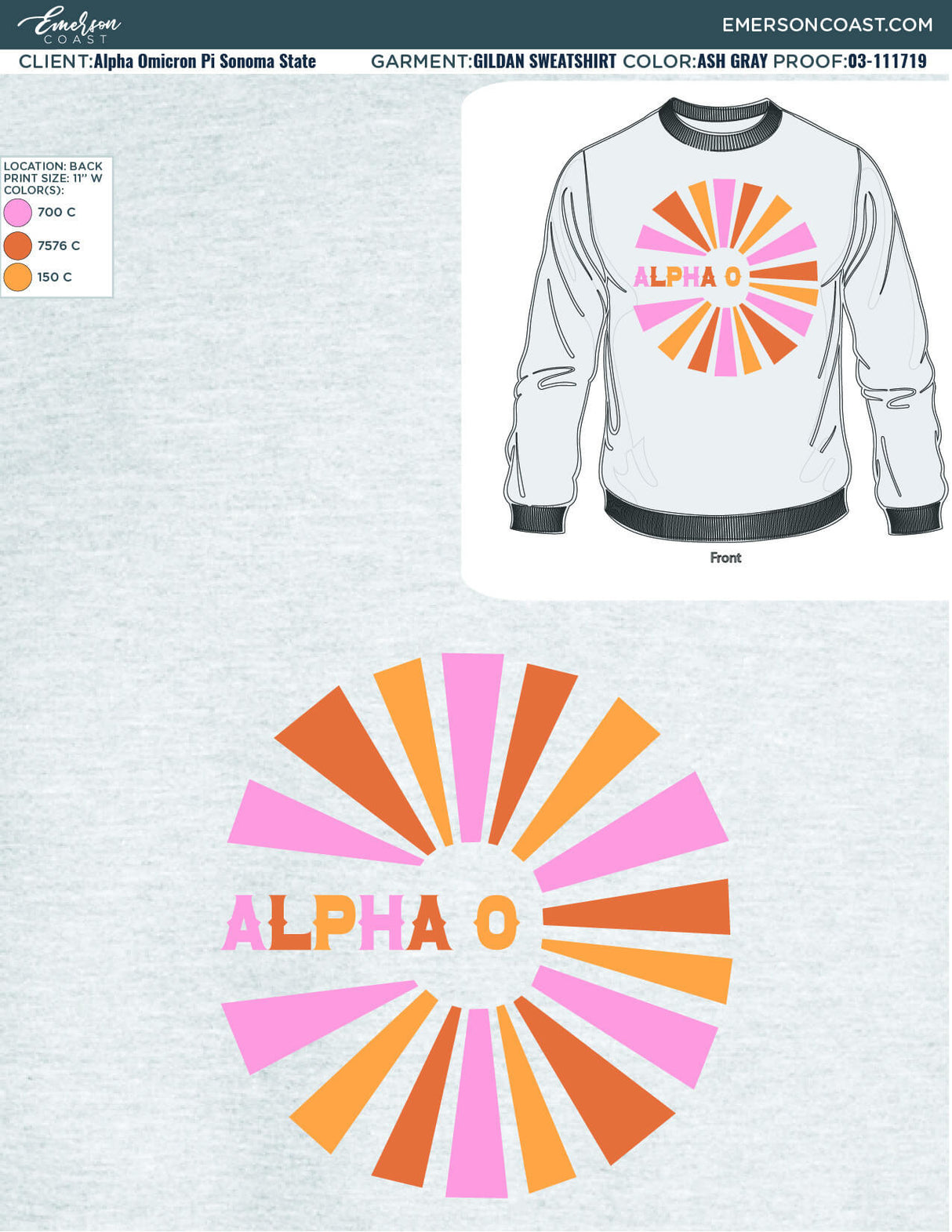 03-111719 Alpha Omicron Pi Sonoma State University Sweatshirts 2019-01