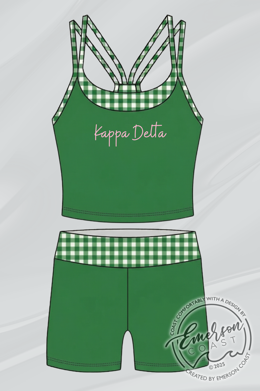 Sorority Green Gingham Athletic Tank Set
