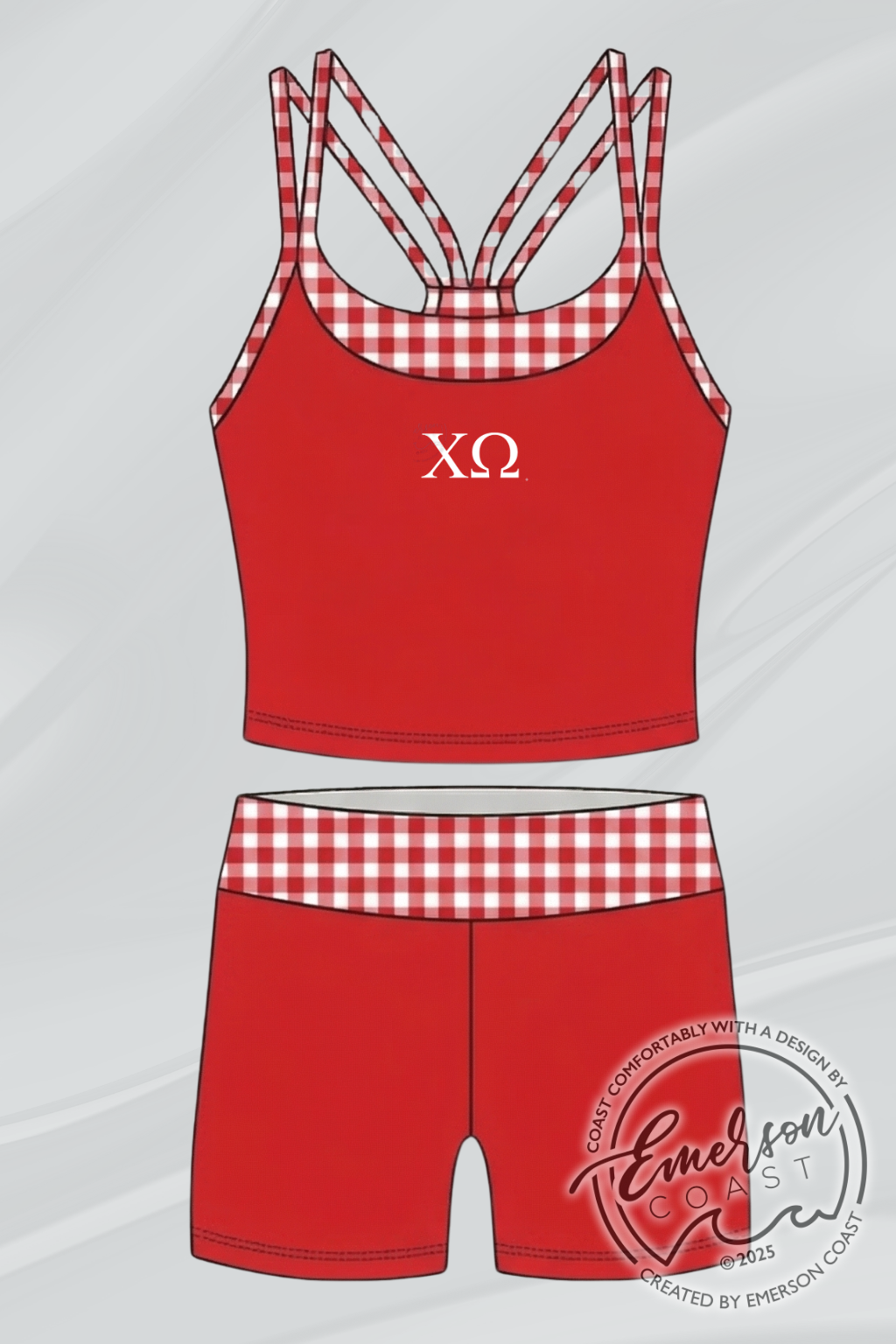 Sorority Red Gingham Athletic Tank Set