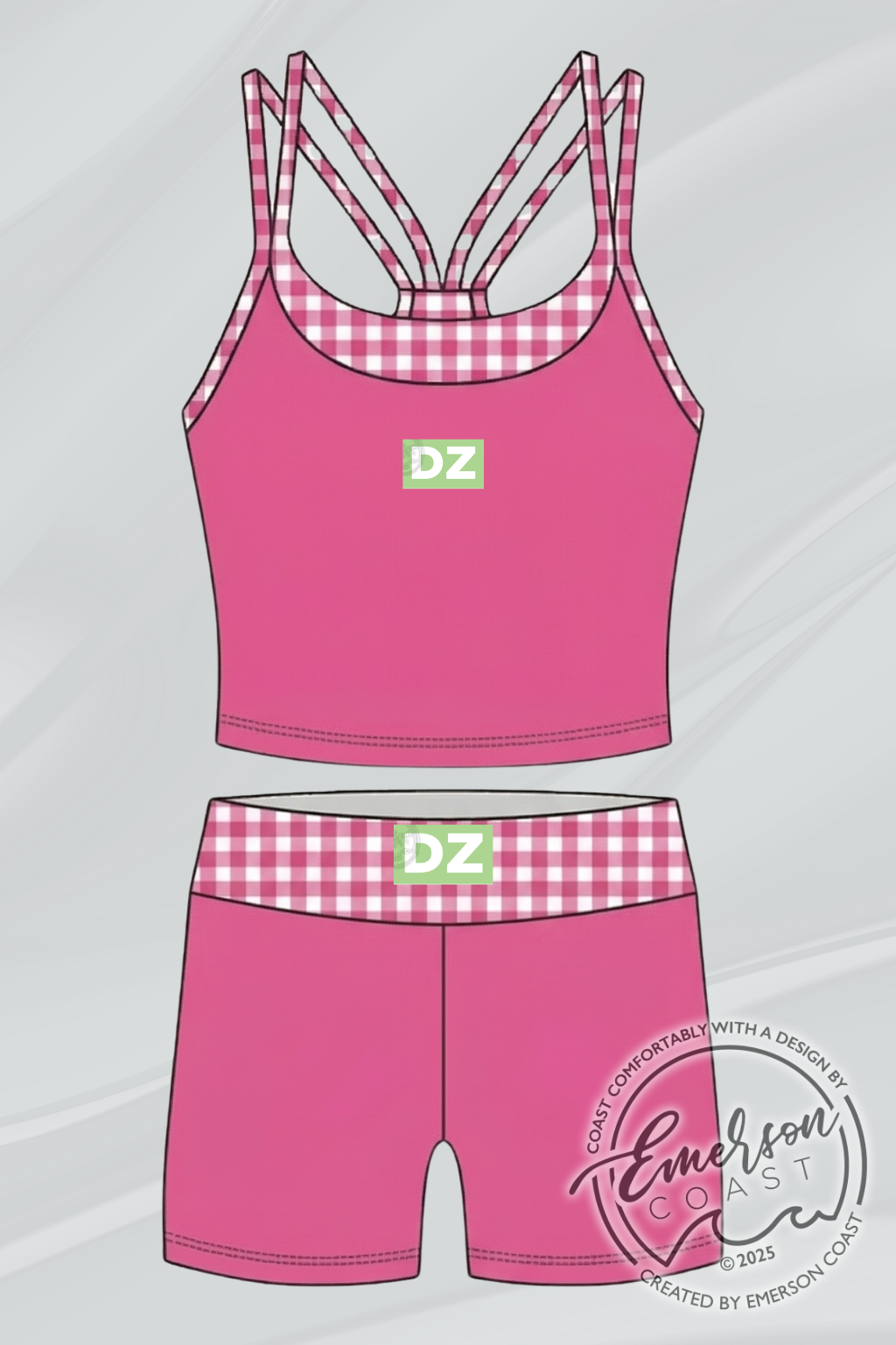 Sorority Pink Gingham Athletic Tank Set