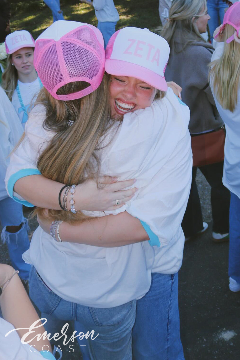 Zeta Tau Alpha White/Pink Bid Day Trucker Hat