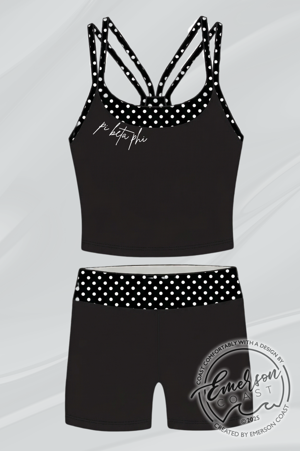 Sorority Black Polka Dot Athletic Tank Set